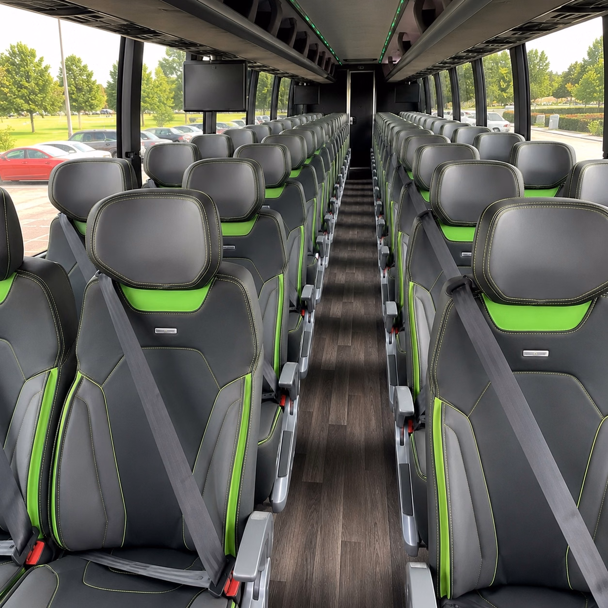 56 passenger charter bus interior